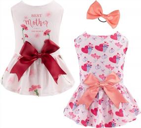 img 4 attached to 2-Pack Dog Dress Lightweight Puppy Skirt Tutu With Bow Hair Rope Gift Pet Clothes Girl For Mother'S Day Cat Apparel CuteBone 2TBF03M