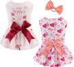 2-pack dog dress lightweight puppy skirt tutu with bow hair rope gift pet clothes girl for mother's day cat apparel cutebone 2tbf03m logo