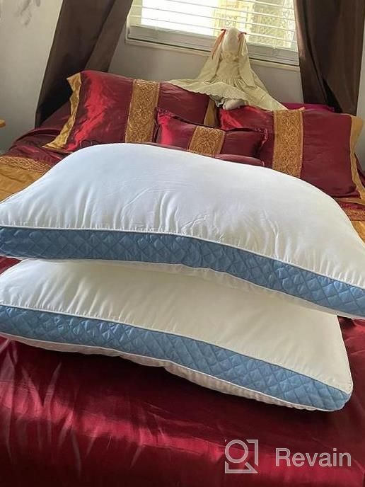 img 1 attached to Oakias King Gusseted Pillows Set Of 2 In Blue - 18 X 36 Inches King Sized Pillows For Side Sleepers - Gusseted And Soft Pillows For Stomach Sleepers - Easy To Maintain And Care review by Mac Owen