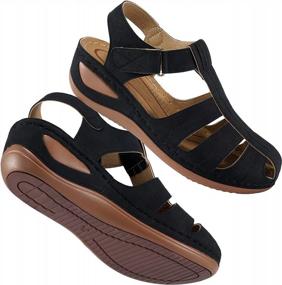 img 4 attached to Stylish & Comfortable: DUOYANGJIASHA Women'S Bohemian Wedge Sandals For Beach And Outdoors