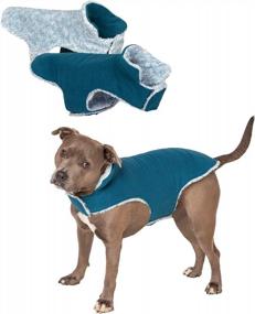 img 4 attached to Stylish And Practical: Furhaven Reversible Dog Jacket With Faux Fur And Quilted Fleece - Marine Blue, Medium