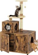 🐾 expandable favepaw cat litter box enclosure: concealed cat washroom furniture with divider, cat house and tree tower combo, spacious cat litter cabinet logo