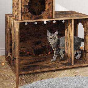 img 1 attached to 🐾 Expandable FavePaw Cat Litter Box Enclosure: Concealed Cat Washroom Furniture with Divider, Cat House and Tree Tower Combo, Spacious Cat Litter Cabinet