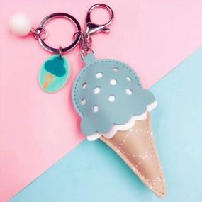 img 1 attached to Ice Cream Leather Keychain With Key Holder And Decorative Charm - Perfect Gift For Girls, Key Finder And Bag Accessory By MUAMAX