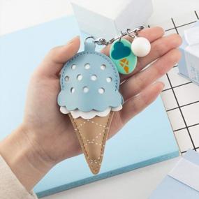 img 3 attached to Ice Cream Leather Keychain With Key Holder And Decorative Charm - Perfect Gift For Girls, Key Finder And Bag Accessory By MUAMAX