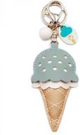 кожаный брелок "мороженое" с держателем для ключей и декоративной подвеской - идеальный подарок для девочки, ключница и аксессуар для сумки от muamax логотип