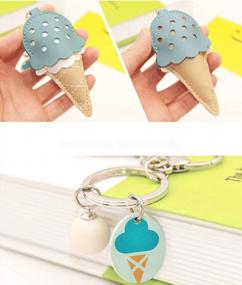img 2 attached to Ice Cream Leather Keychain With Key Holder And Decorative Charm - Perfect Gift For Girls, Key Finder And Bag Accessory By MUAMAX