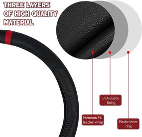 img 1 attached to 🏎️ XCBYT Steering Wheel Cover - Black Carbon Fiber Microfiber Leather: The Ultimate Auto Accessory for Sporty, Comfortable, and Cool Grip!