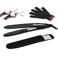 lovani titanium flat iron - dual voltage, auto shut off, 450f high heat, digital lcd salon hair straightener with heat-resistant travel bag, glove, and 2 free clips for powerful hair styling логотип