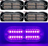 12-24v 20-led super bright emergency warning caution hazard construction waterproof amber strobe light bar with 32 different flashing for car truck suv van - 4pcs (purple) логотип