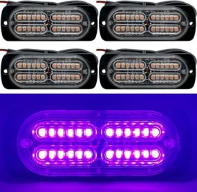 img 4 attached to 12-24V 20-LED Super Bright Emergency Warning Caution Hazard Construction Waterproof Amber Strobe Light Bar With 32 Different Flashing For Car Truck SUV Van - 4PCS (Purple)