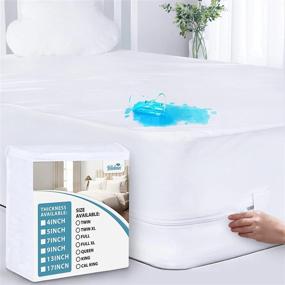 img 4 attached to Biloban Box Spring Cover (4/5/7/9/13/17Inches) Twin, High Profile Waterproof Mattress Protector, 6 Sides Wrapping Zippered Mattress Encasement Cover