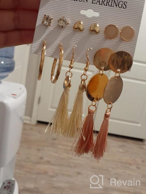 img 1 attached to Valentine'S Day Gift: Layered Ball Dangle, Hoop, Stud, And Tassel Earrings Set With 63 Pairs For Fashionable Women And Girls review by Russ Freeman