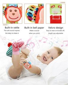img 2 attached to Soft Rattle Toy Set for Newborns - Hand Bracelet Wrist Rattle, Foot Finder Sock, Arm and Leg Development Toys for Infant Boys & Girls (MA-4 PCS)