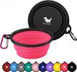 collapsible dog bowls for travel, 2-pack portable water bowl for dogs cats pet foldable feeding water dish with carabiners, bpa free logo
