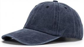 img 4 attached to Винтажная потертая бейсболка для мужчин и женщин - регулируемая спортивная шапка из хлопка для защиты от солнца