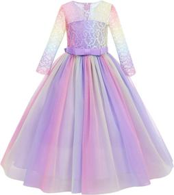 img 4 attached to 👗 Girls' Clothing - Dresses for Rainbow Princess Bridesmaid, Communion, and Birthday Occasions