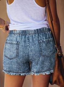 img 2 attached to Women'S Mid Waist Denim Shorts With Drawstring Pockets And Frayed Hem For Summer Casual Wear
