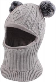 img 4 attached to Adorable Knitted Hooded Hat And Scarf Set For Winter Babies And Toddlers, With Earflaps And Pom-Pom, Suitable For Boys And Girls
