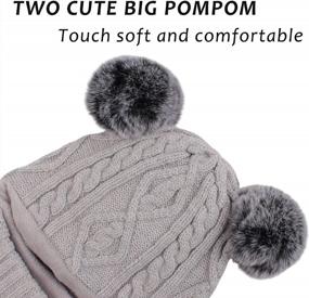 img 2 attached to Adorable Knitted Hooded Hat And Scarf Set For Winter Babies And Toddlers, With Earflaps And Pom-Pom, Suitable For Boys And Girls