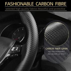 img 2 attached to Highly Durable and Easy to Install Carbon Fiber Steering Wheel Cover - Segmented Protector for Universal Fit - Ensures Safety, Grip, and Slip Resistance - Ideal Car Accessory (Carbon Fiber Black)