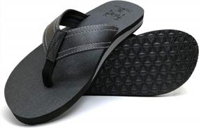 img 4 attached to KuaiLu Men'S Leather Flip Flop Thong Sandals With Arch Support, Perfect For Yoga Mats