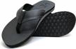 kuailu men's leather flip flop thong sandals with arch support, perfect for yoga mats logo