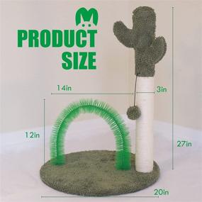 img 1 attached to 🐱 TobyMari Cat Scratching Post &amp; Groomer - Indoor Cat Scratch Post, 27&#34; Cat Scratch Post &amp; Self Arch Groomer, Cactus Cat Scratcher with Natural Sisal Rope