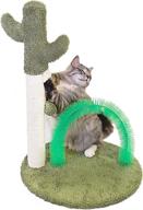 🐱 tobymari cat scratching post &amp; groomer - indoor cat scratch post, 27&#34; cat scratch post &amp; self arch groomer, cactus cat scratcher with natural sisal rope logo