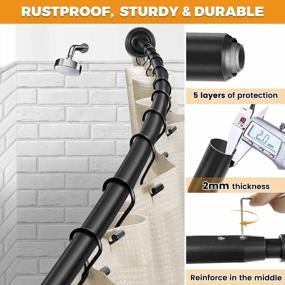 img 1 attached to 🚿 KAMANINA Curved Shower Curtain Rod 54-90 Inches: Extendable, Rustproof, Heavy-Duty and Premium Aluminum in Black
