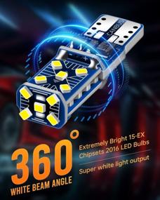 img 2 attached to LUYED 10 X 500 Lumens Super Bright 12-20V T10 2016 15-EX Chipsets W5W 194 168 2825 Led Replacement Bulbs For Car Dome Map Door Courtesy License Plate Lights,Xenon White,Pack Of 10