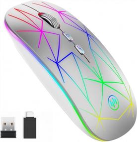 img 4 attached to Uiosmuph G16 Rechargeable LED Wireless Mouse - 2.4G Portable Optical Computer Mouse For Laptop, PC, Desktop & MacBook (Starry Silver)