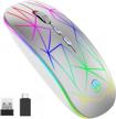 uiosmuph g16 rechargeable led wireless mouse - 2.4g portable optical computer mouse for laptop, pc, desktop & macbook (starry silver) logo