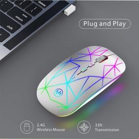 img 1 attached to Uiosmuph G16 Rechargeable LED Wireless Mouse - 2.4G Portable Optical Computer Mouse For Laptop, PC, Desktop & MacBook (Starry Silver)