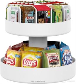 img 1 attached to 2-Tier Lazy Susan Granola Bar and Snack Organizer for Home, Office, or Breakroom - White