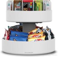 2-tier lazy susan granola bar and snack organizer for home, office, or breakroom - white logo