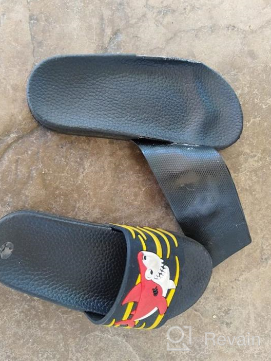 img 1 attached to 🌊 DADAWEN Kids Slide Sandals - Boys Girls Water Shoes with Cute Cartoon Slippers for Beach Pool (Toddler/Little Kids) review by Stephen Cooper