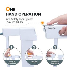 img 1 attached to Posoto Dual-Lock Auto Close Safety Baby Gate Dog Gate: Pressure Mounted, No Drilling, Extra Wide, Easy Walk-Thru (White)