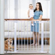 posoto dual-lock auto close safety baby gate dog gate: pressure mounted, no drilling, extra wide, easy walk-thru (white) logo