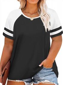 img 4 attached to Flattering Plus Size Tunic Tops: ROSRISS Women'S Short Sleeve V-Neck High-Low Blouses With Side Split