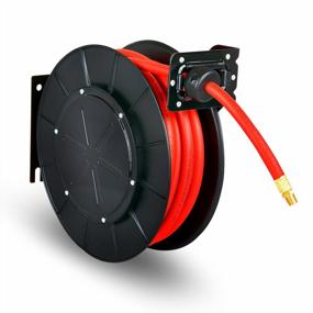 img 4 attached to Get Max 300PSI With ReelWorks Retractable Air Hose Reel Featuring Hybrid Polymer Hose And Polypropylene Drum!