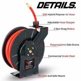 img 3 attached to Get Max 300PSI With ReelWorks Retractable Air Hose Reel Featuring Hybrid Polymer Hose And Polypropylene Drum!