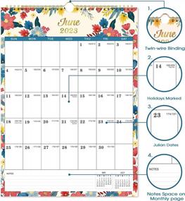 img 1 attached to Green 2023 Wall Calendar - Monthly Calendar With Thick Paper, Twin-Wire Binding, Hanging Hook, Large Blocks, And Julian Dates - Size 12" X 17" - Ideal For Jan. 2023 To Dec. 2023 Planning