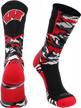blend in with badger pride: tck woodland camo crew socks for wisconsin fans logo