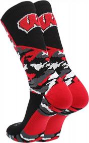 img 3 attached to Blend In With Badger Pride: TCK Woodland Camo Crew Socks For Wisconsin Fans