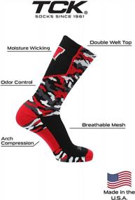 img 2 attached to Blend In With Badger Pride: TCK Woodland Camo Crew Socks For Wisconsin Fans