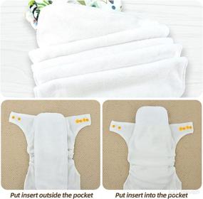 img 2 attached to 👶 Adjustable Washable Reusable Cloth Diapers for Baby Girls and Boys - One Size, 5 Packs + 5 Microfiber Inserts (Yellow Orange)