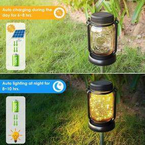 img 3 attached to 🌟 Decorate Your Outdoor Space with 4 Pack Solar Hanging Mason Jar Lights - Waterproof Vintage Glass Jar Starry Fairy Light with 30 Warm White LEDs for Patio, Garden, and Trees