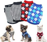 👕 4 pack small dog cat shirts - striped & plaid dog clothes for boys логотип