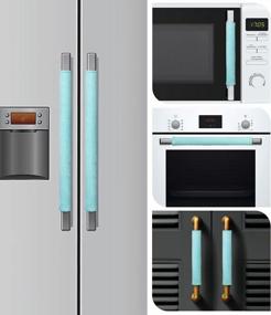 img 4 attached to Protect Your Appliances With Nuovoware'S Set Of 5 Refrigerator Door Handle Covers In Turquoise